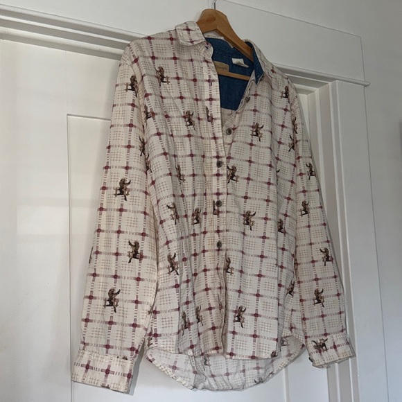 VINTAGE 1950's Wrangler Western Button Down with Cowgirl Motif - L - Picture 2 of 13